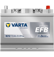 Аккумулятор Varta N72 72ah 760a R+ Dynamic Asia EFB 572 501 076